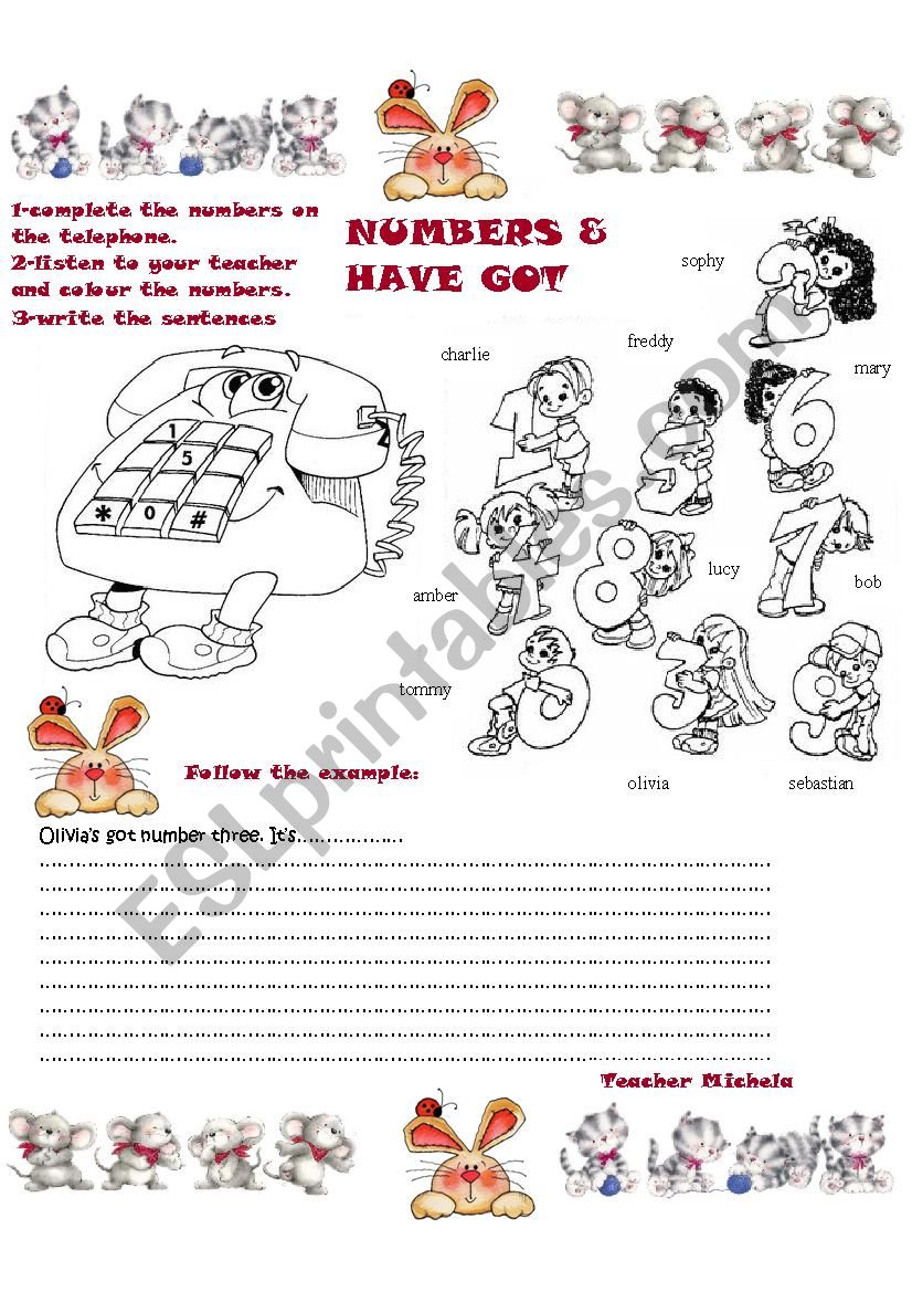 Numbers&have got worksheet