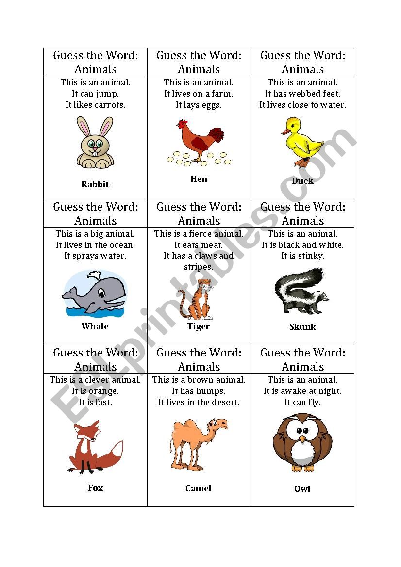 Guess the word game (part 4) worksheet