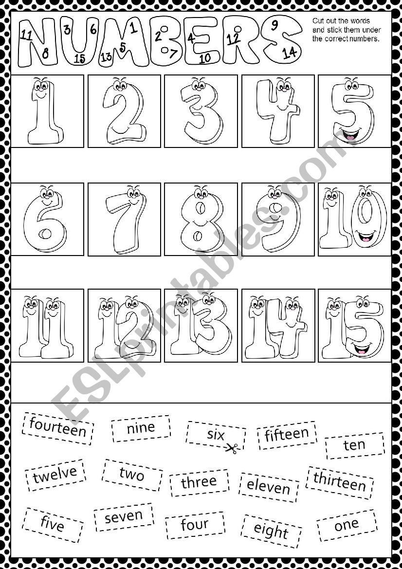 Numbers 1-15 worksheet