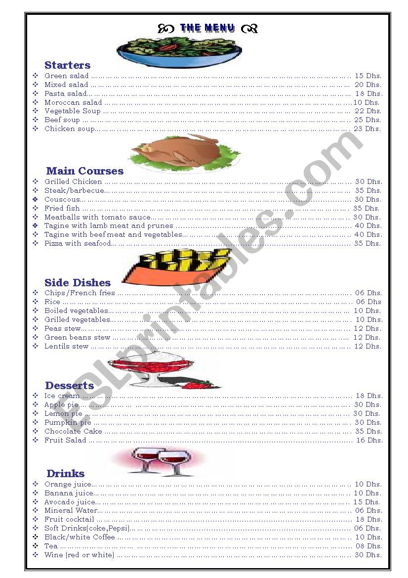 The Menu worksheet