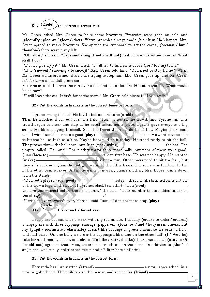 Remedial Tasks (part 4) worksheet