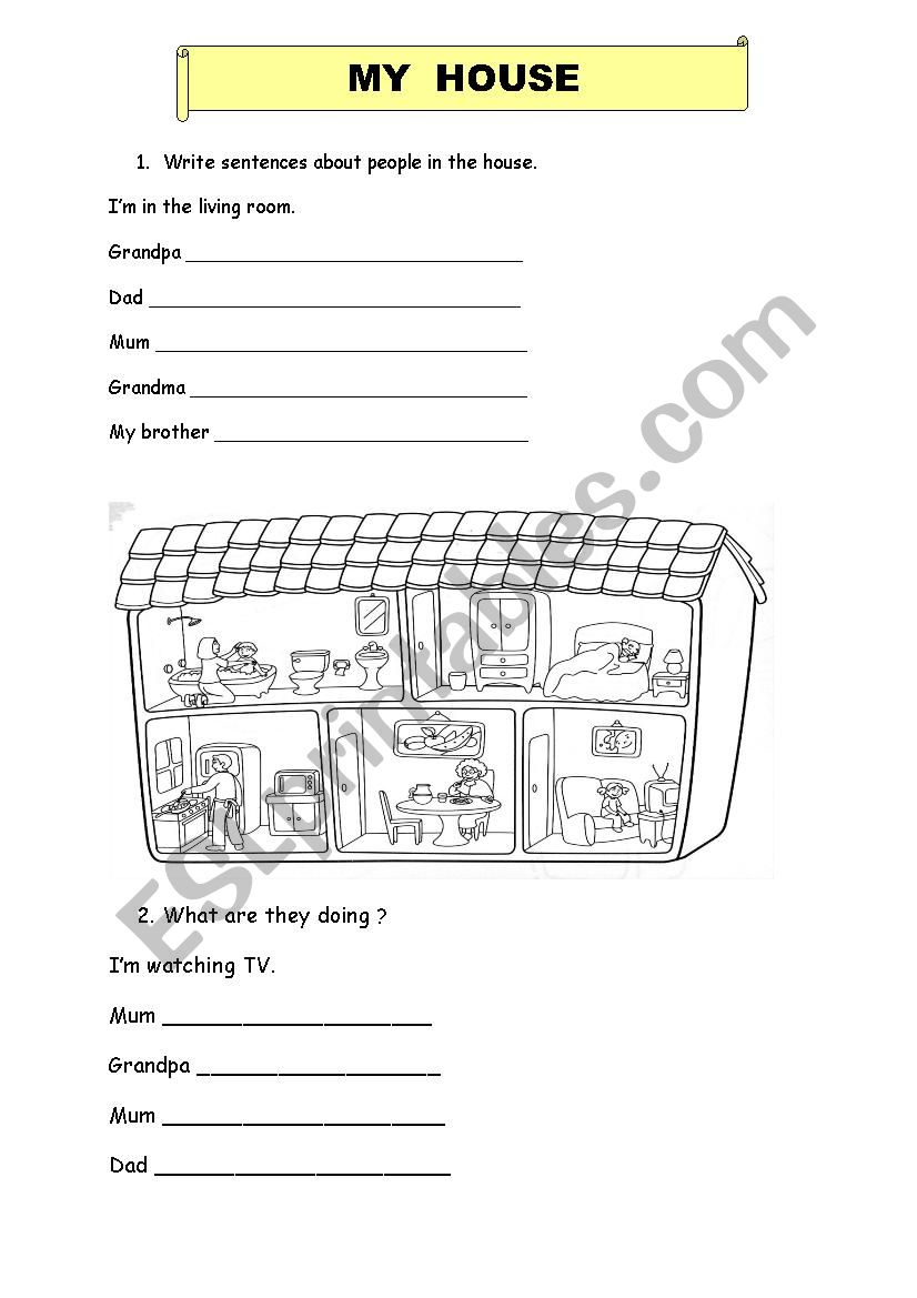 WHO IS IN THE HOUSE worksheet