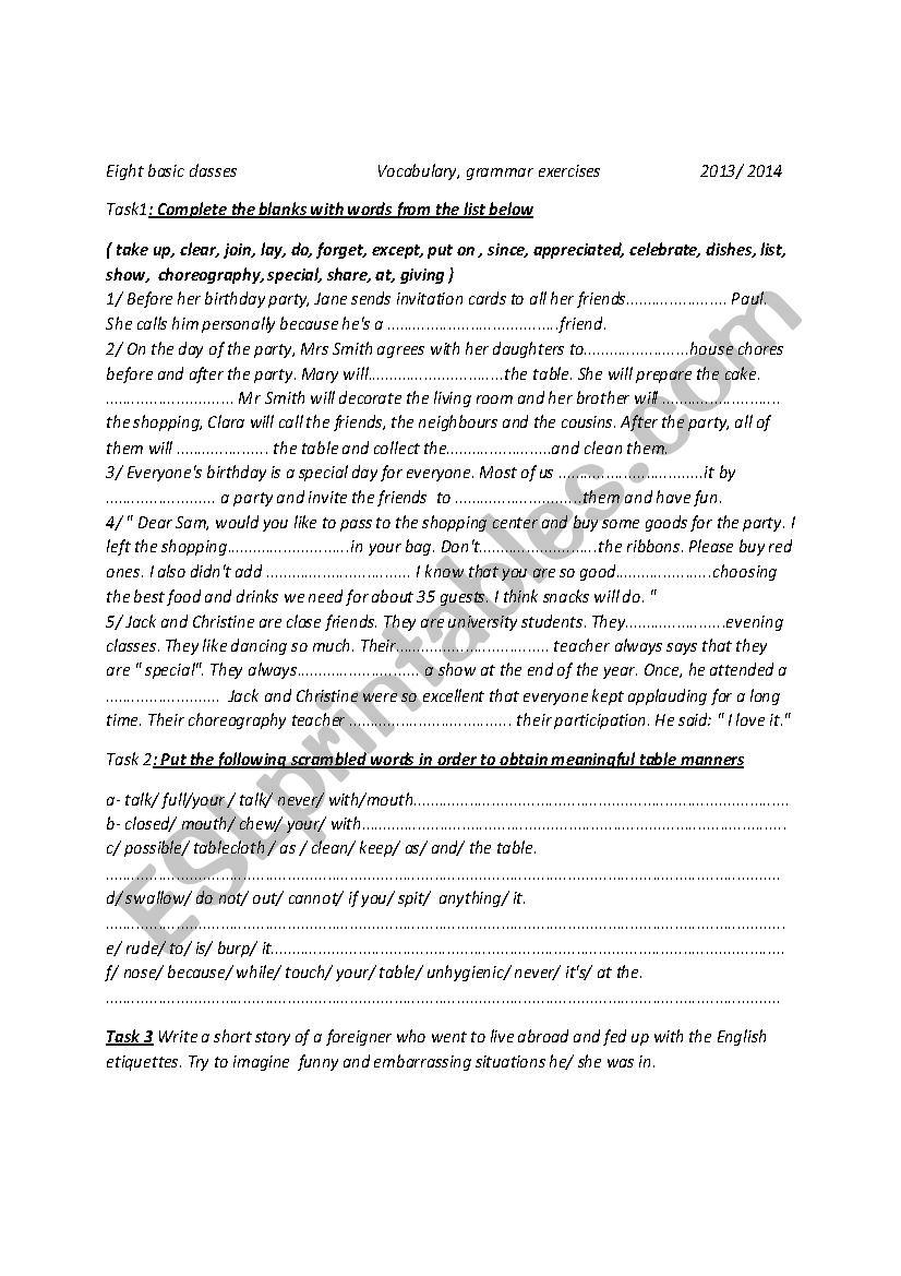 language exercise worksheet