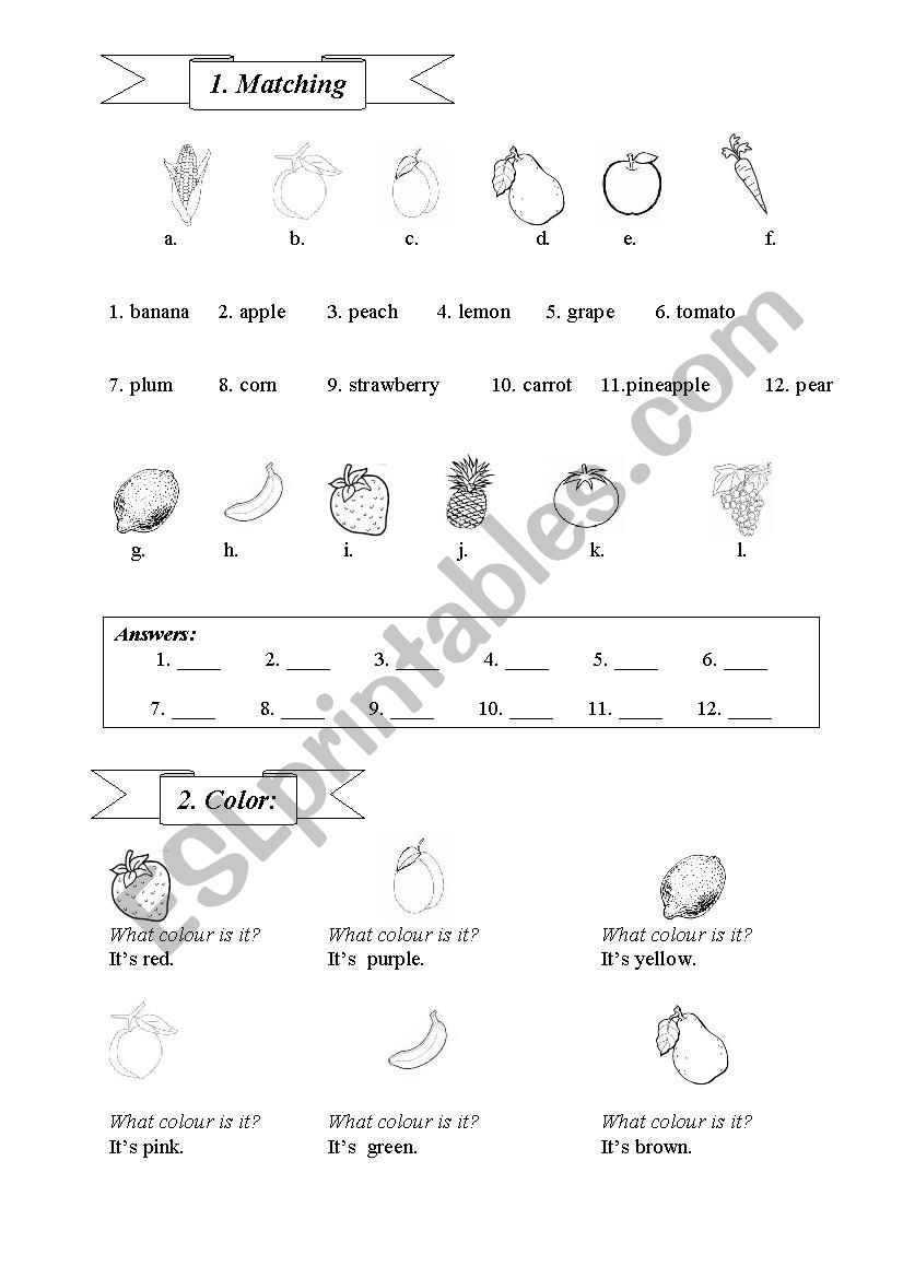 Fruits Matching Exercise worksheet