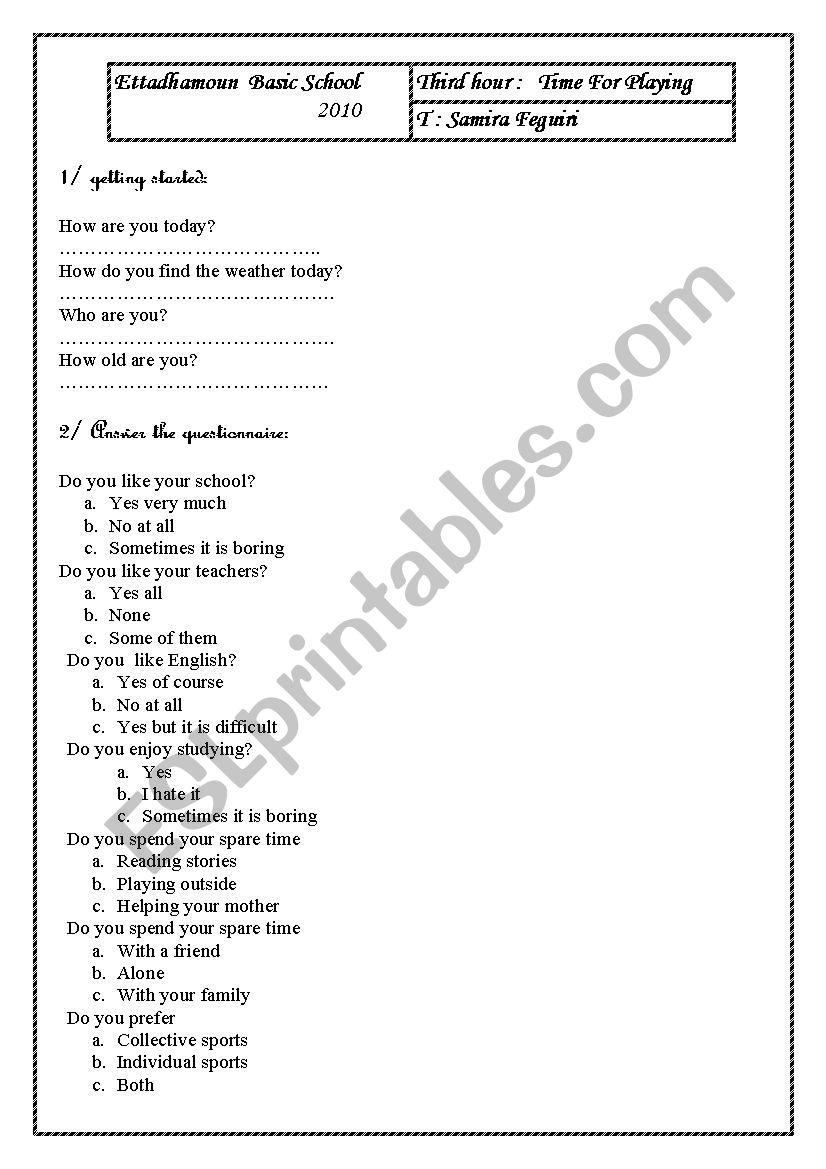 FRIENDSHIP worksheet