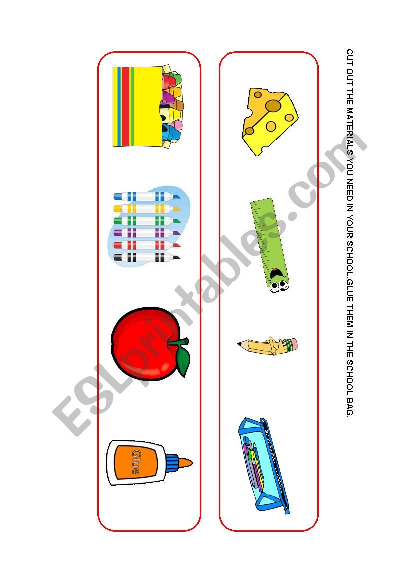 School Objects worksheet