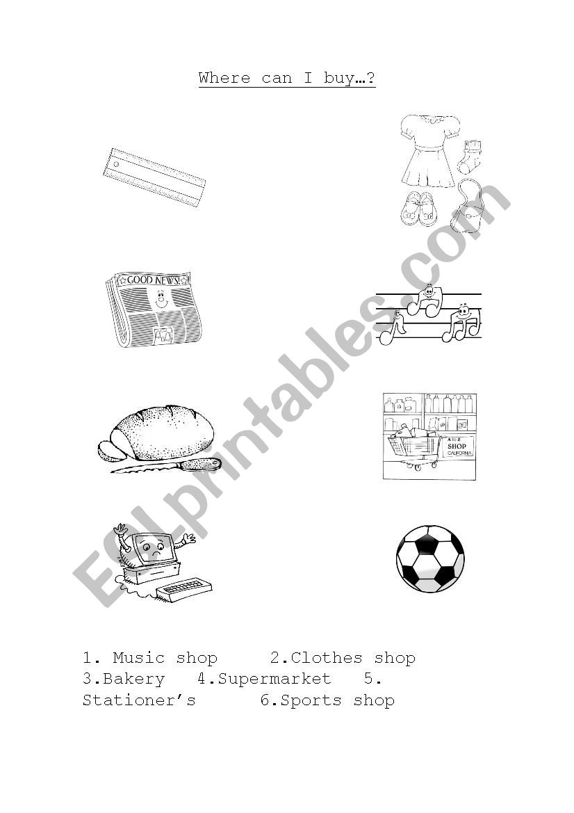 Shops worksheet