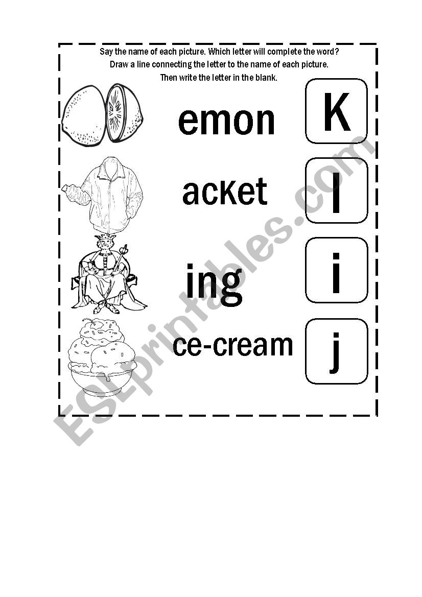 Complete the word worksheet