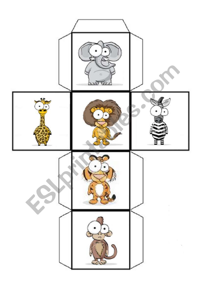 Wild animals dice worksheet