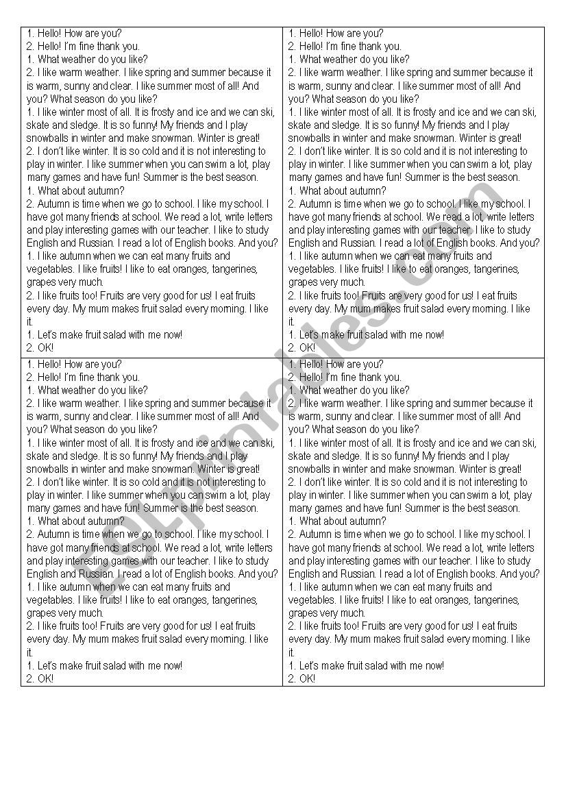 dialog about weather worksheet