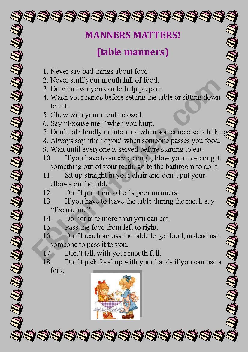 Manners Matter! worksheet