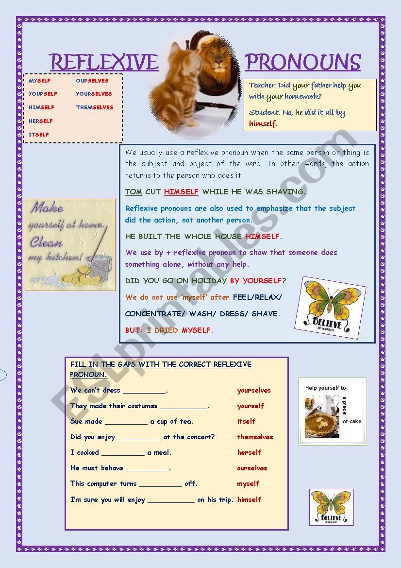 Reflexive Pronouns worksheet