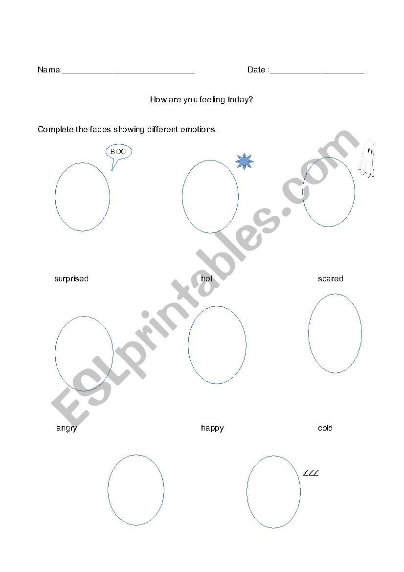 How are you feeling today? worksheet