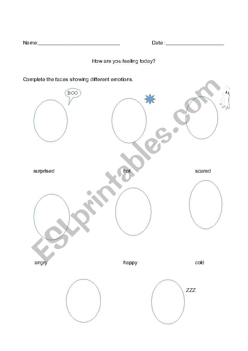 How are you feeling today? worksheet