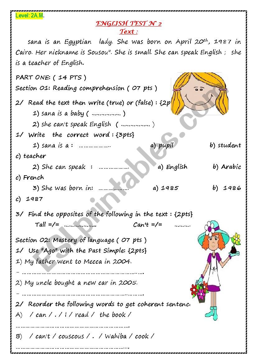 reading worksheet worksheet