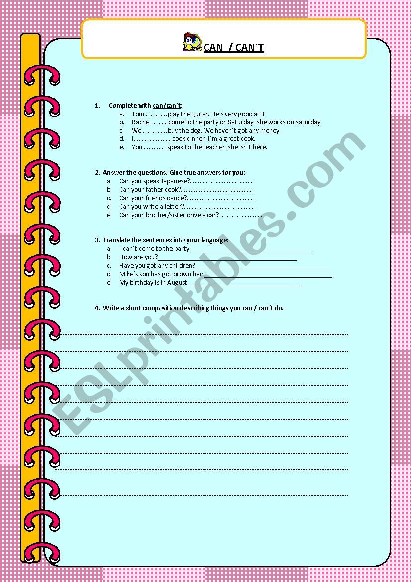can or cant worksheet