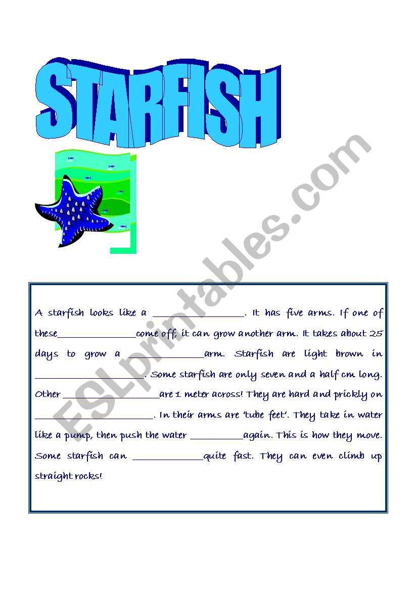 Starfish Closure worksheet