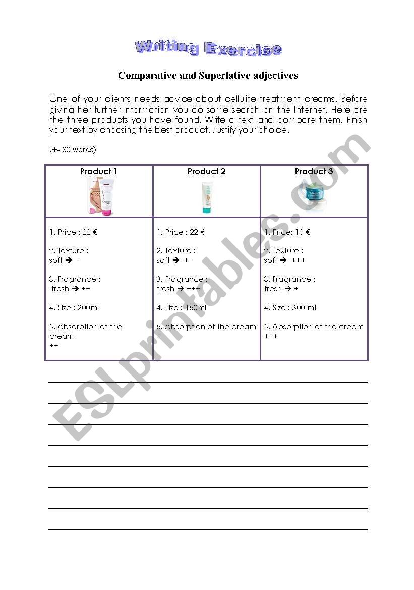 Comparatives and Superlatives writing exercise