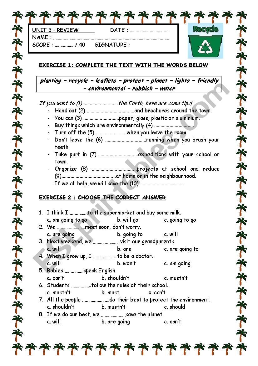 review workseet worksheet