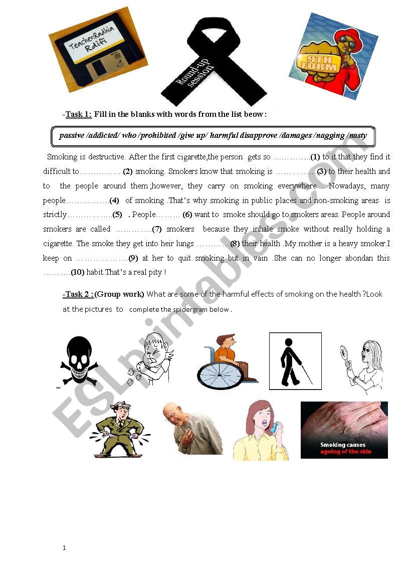 Smoking and health worksheet