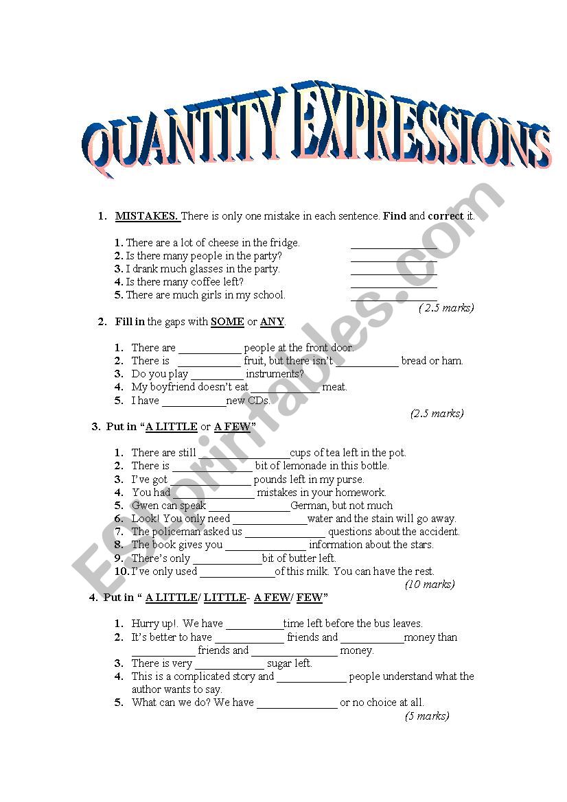 Quantity expressions worksheet