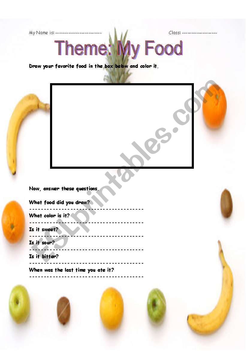 My Food worksheet