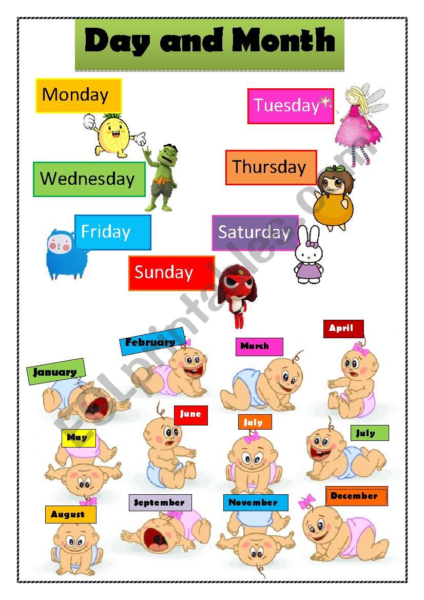 Days and months worksheet