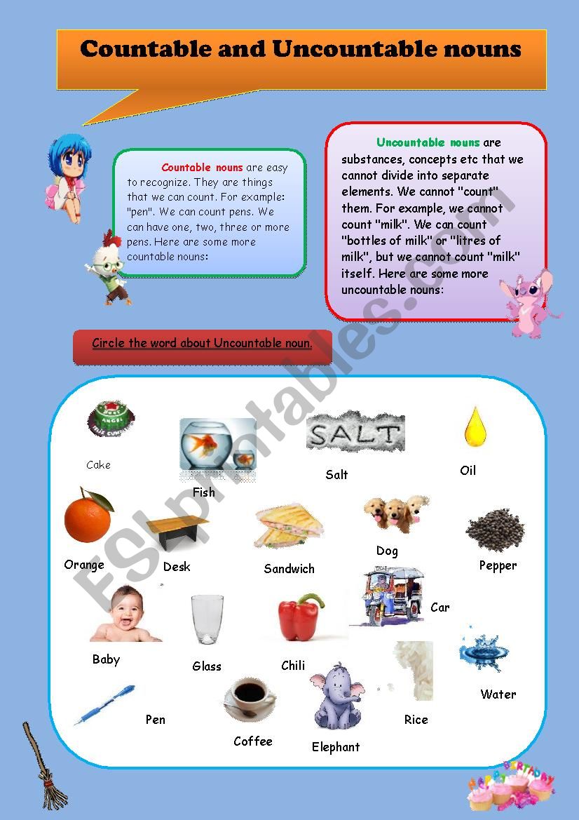 countable and uncountable noun