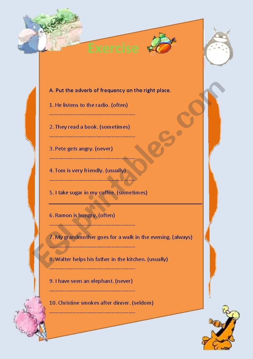 Adverbs of Frequency worksheet