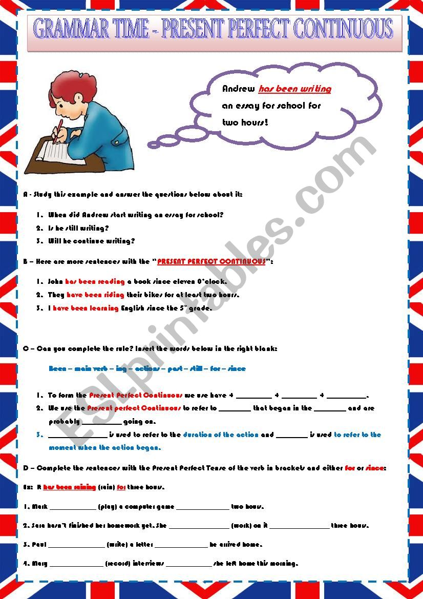 PRESENT PERFECT CONTINUOUS - RULES AND EXERCISES
