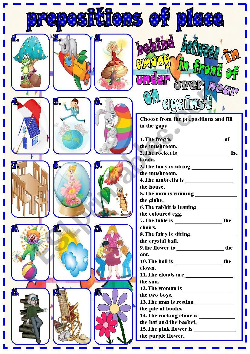 Prepositions of place worksheet