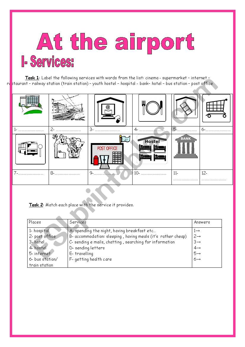 At the airport (9th form) worksheet