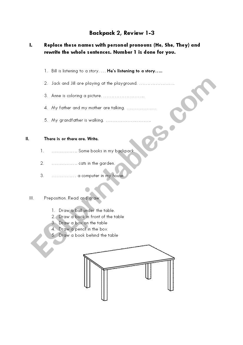 exercise for second grade elementary student