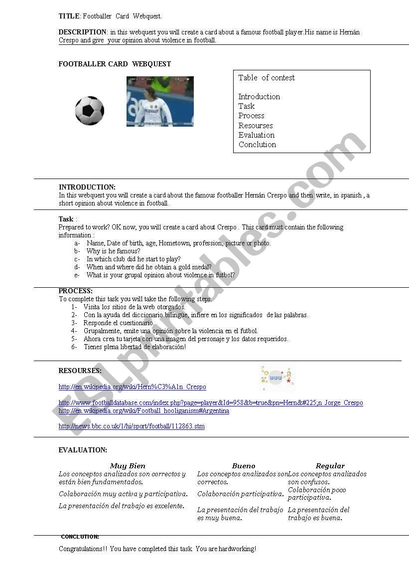 webquest Crespo worksheet