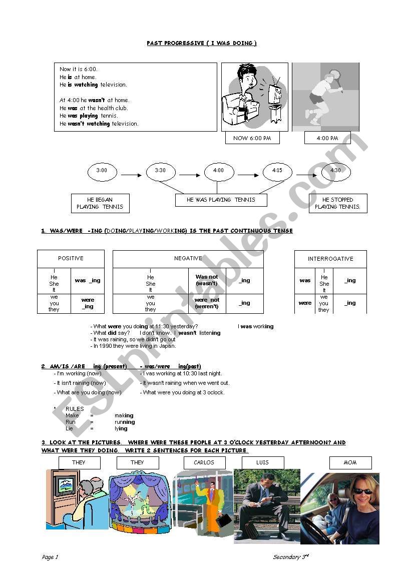 Past continuous worksheet