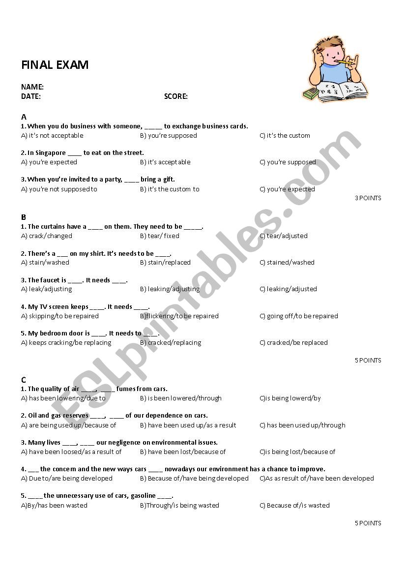 Assessment - Advanced worksheet