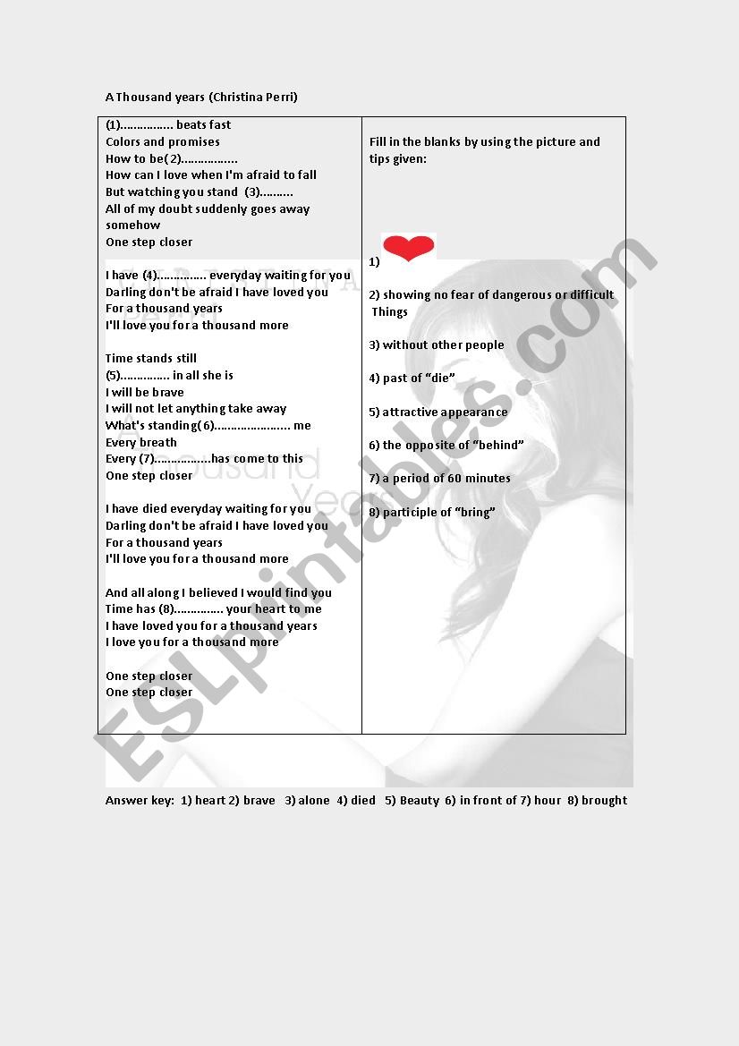 A thousand years worksheet