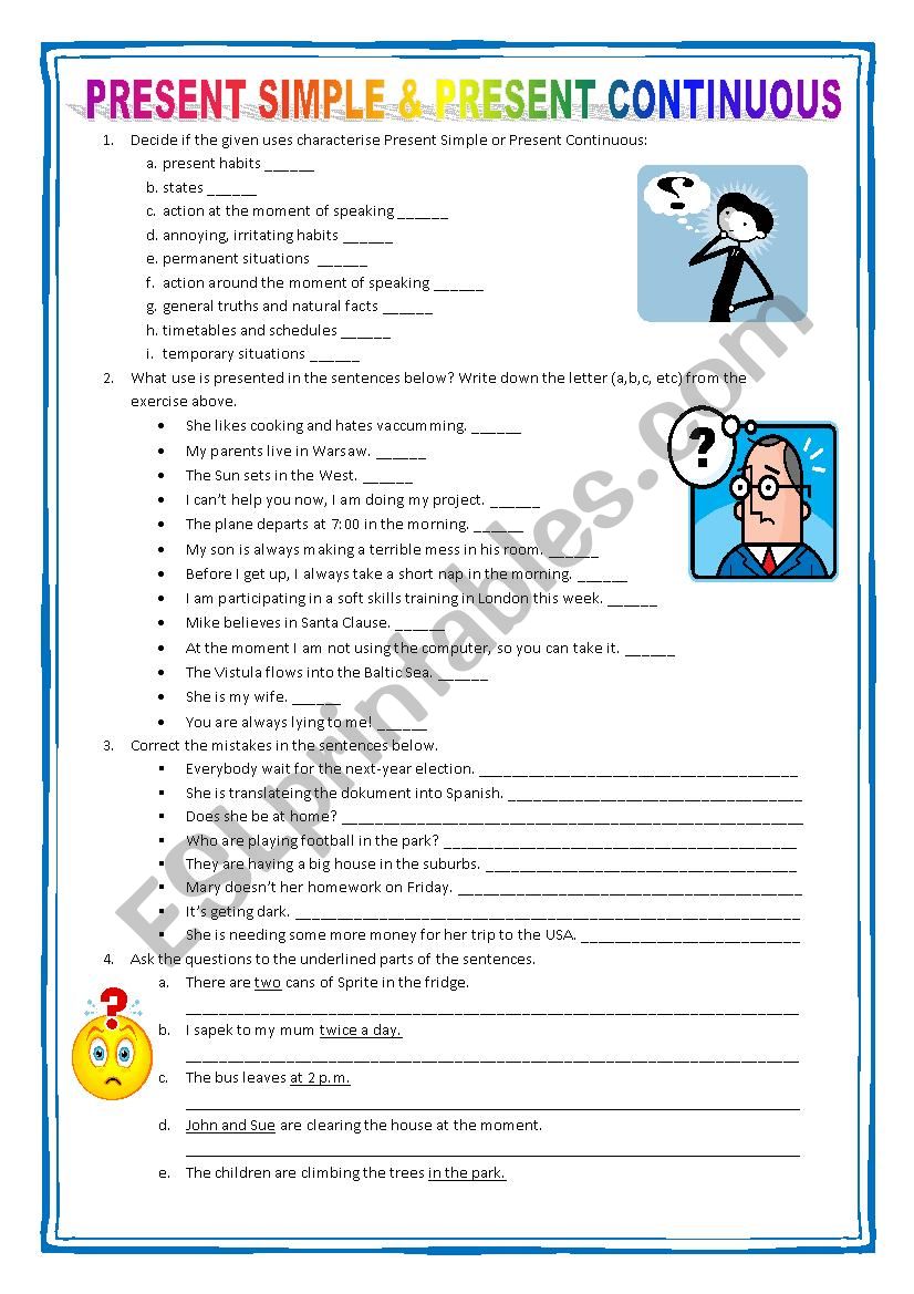 PRESENT SIMPLE & PRESENT CONTINUOUS REVISION