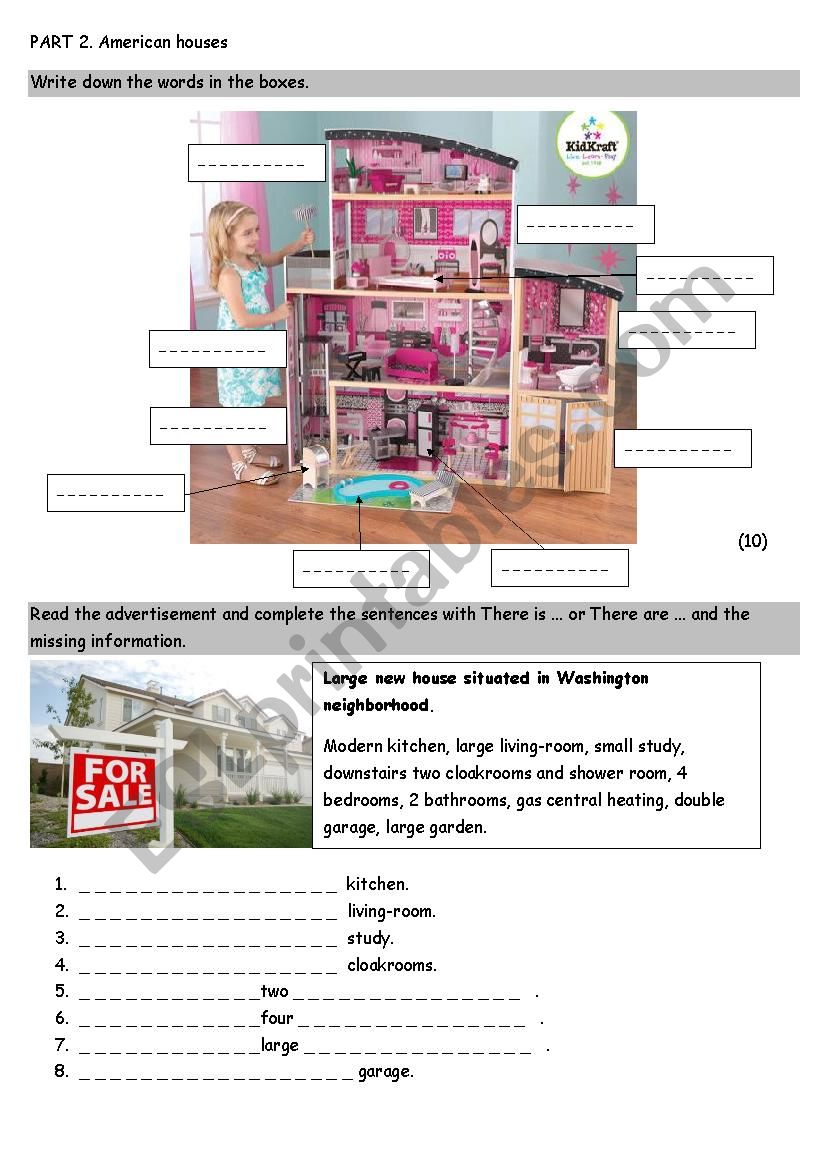 Part 2 Houses worksheet