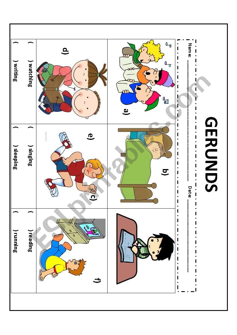 Gerunds worksheet