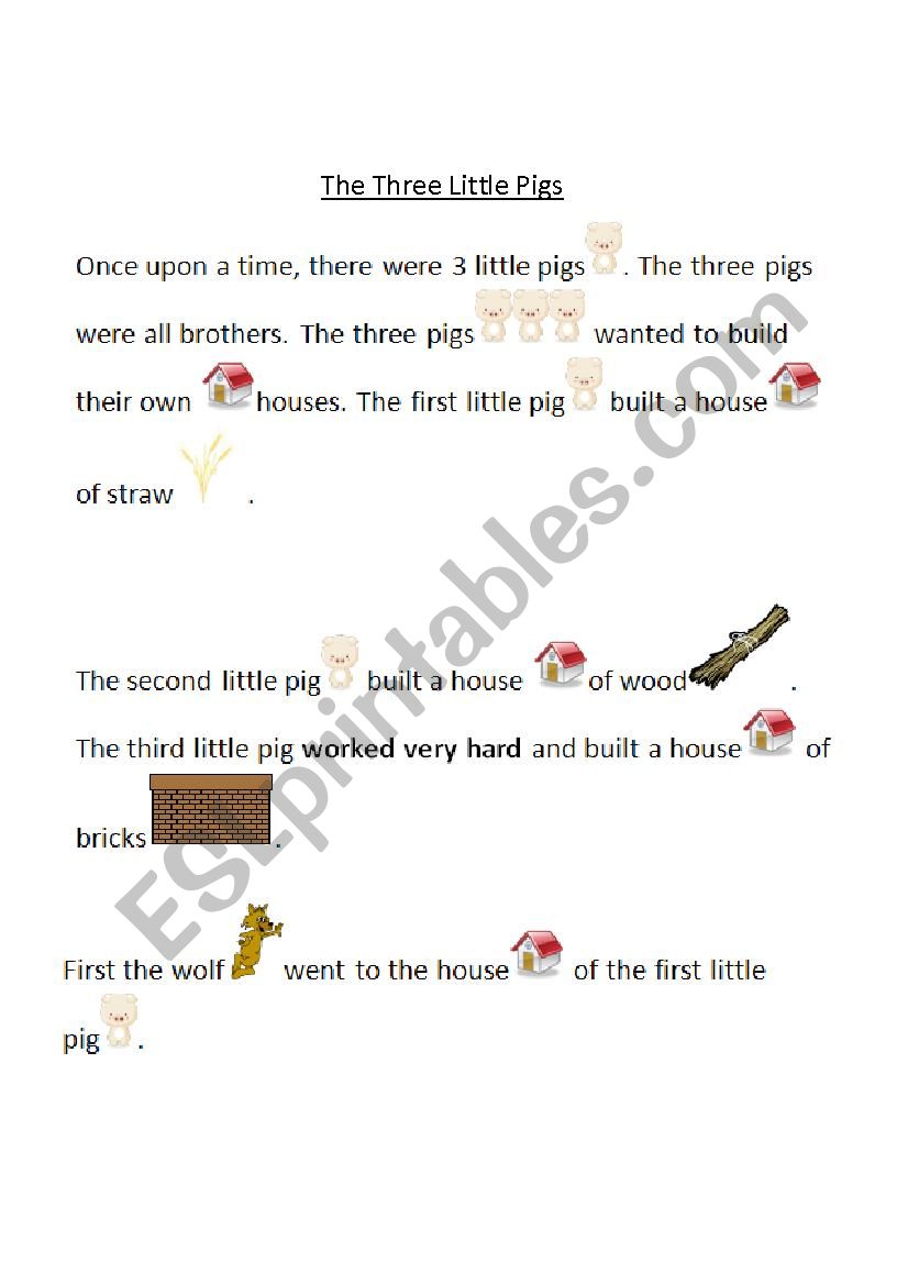 The Three Little Pigs Beginner Rebus Reader with Pictures