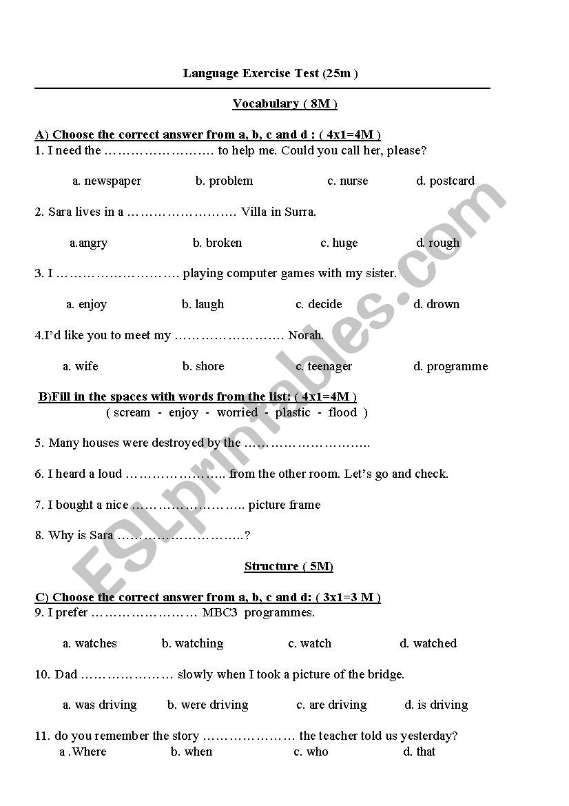 Language ex worksheet