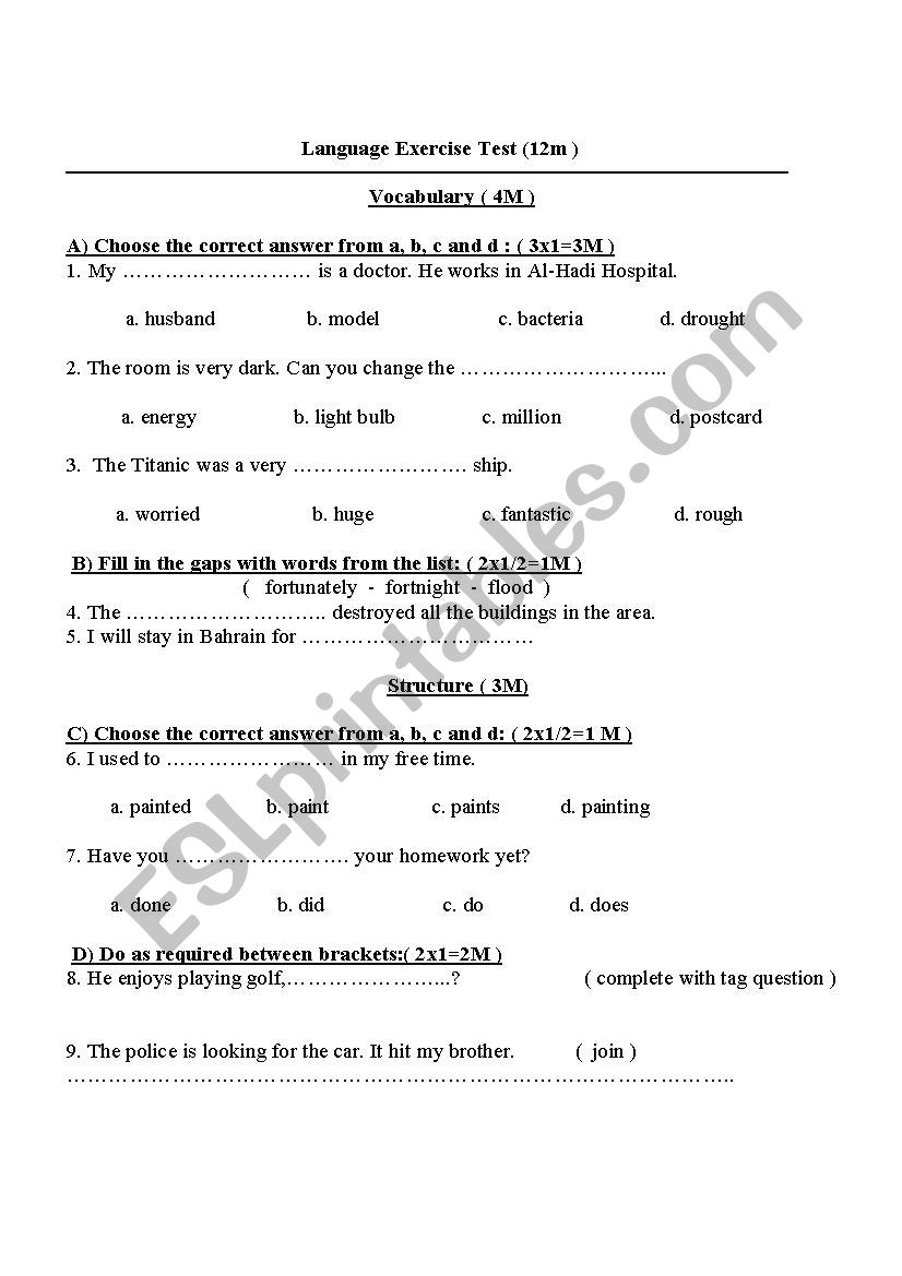 varied questions worksheet