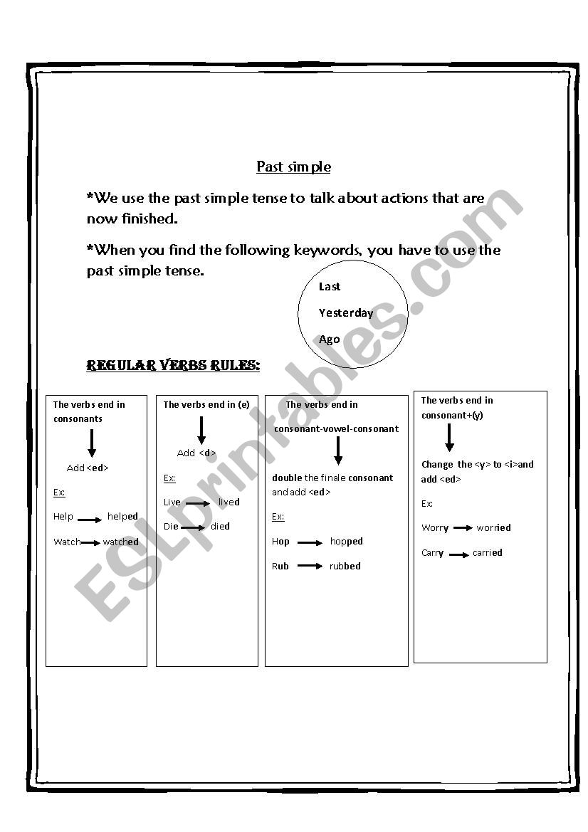 past tense worksheet