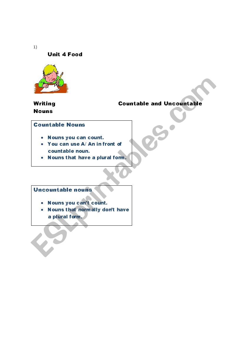 Countable and uncountable worksheet