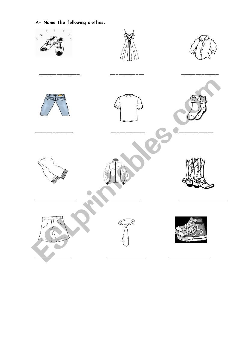 clothes worksheet