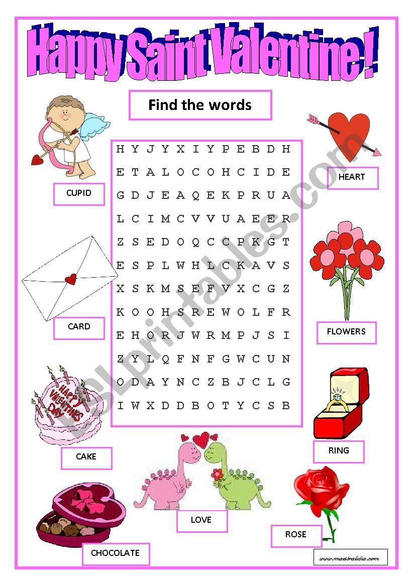 Valentines day activity worksheet