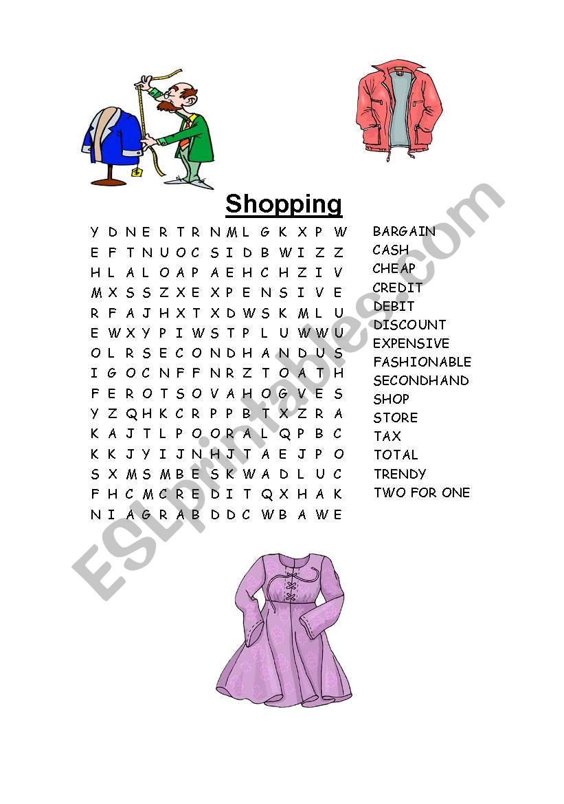 Shopping worksheet