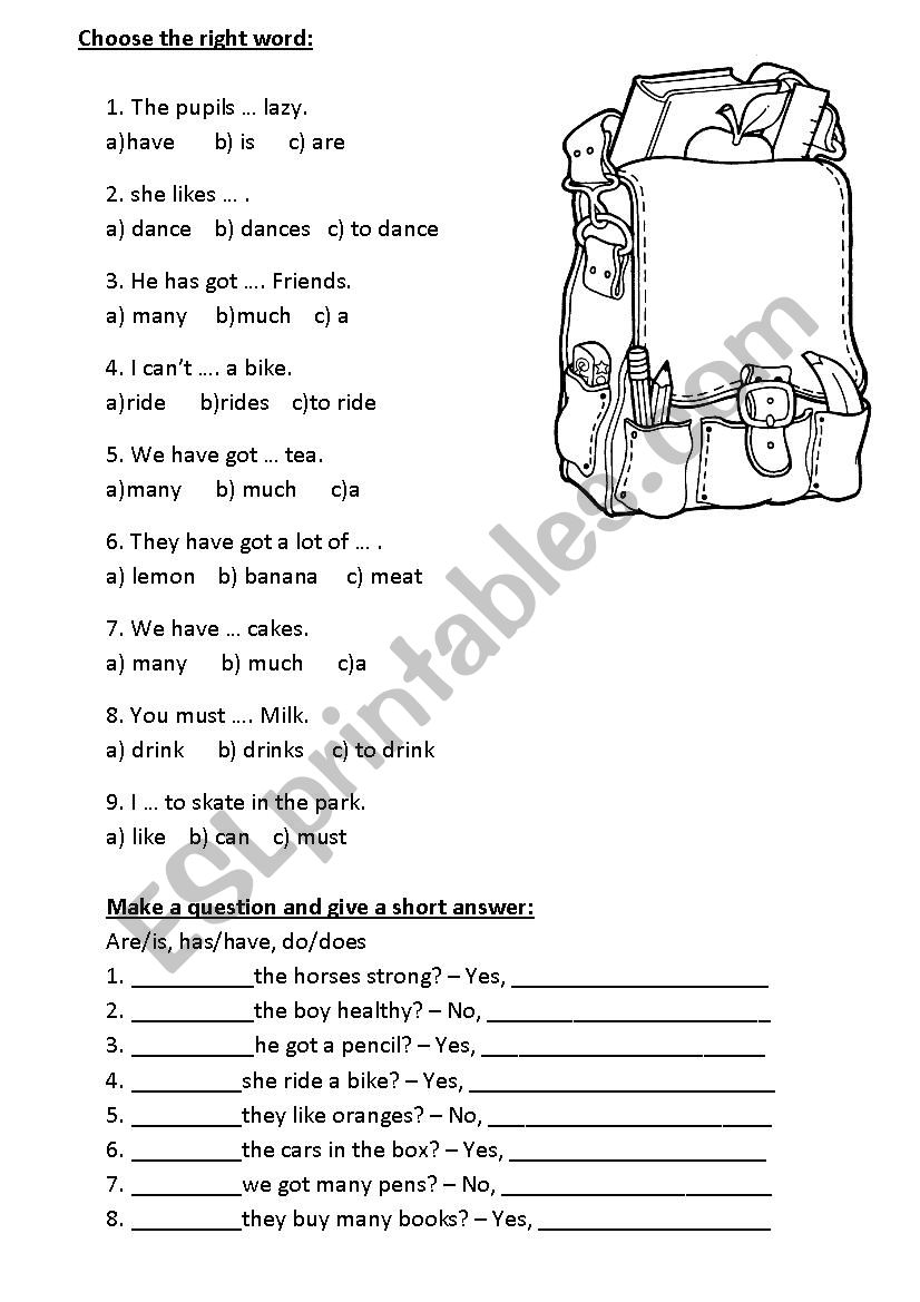 Choose the right word worksheet