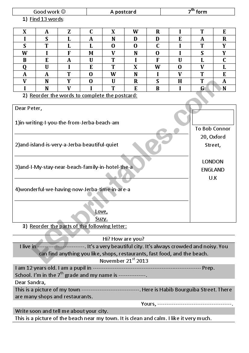 the mail worksheet